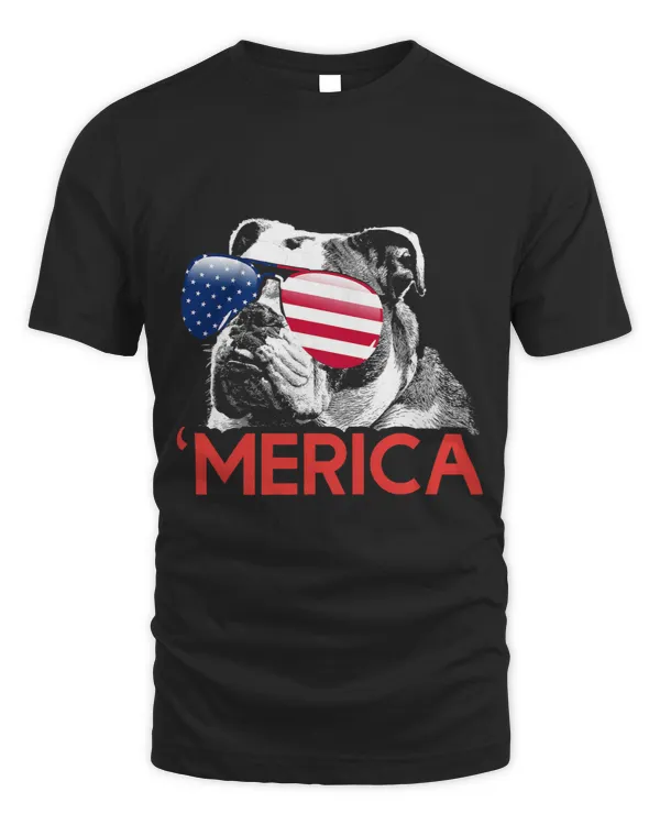 Merica Bulldog American Flag 4th of July