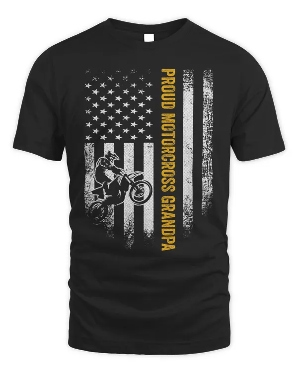 Vintage American Flag Proud Motorcross Grandpa Silhouette