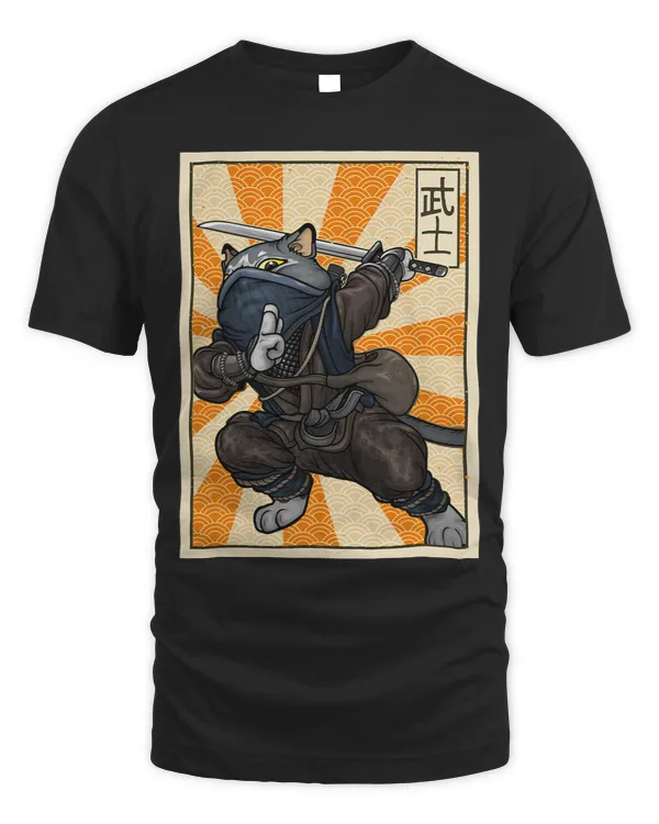 Vintage Catzilla Ancient Japanese Cat Art Anime Ninja Cat