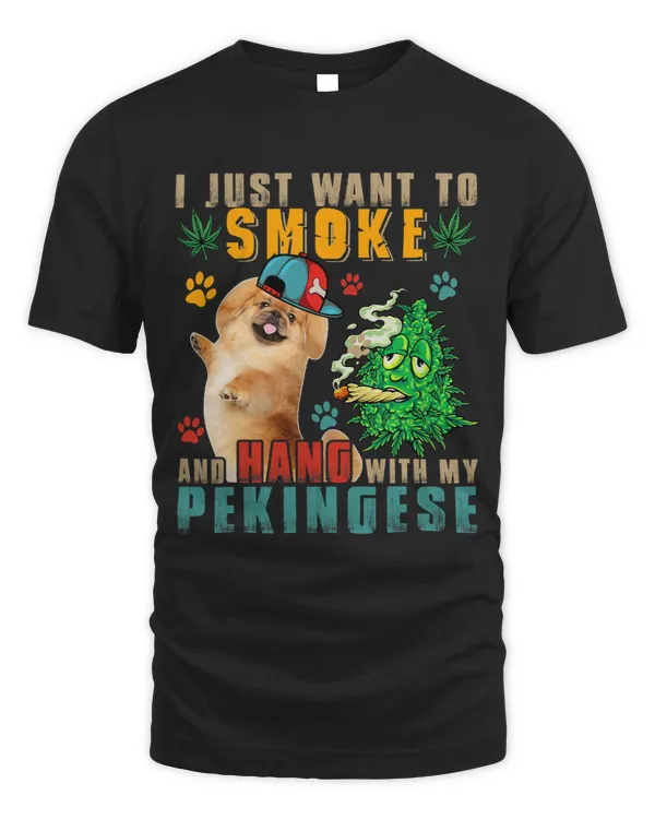 Vintage Smoke And Hang With My Pekingese Funny Smoker Weed