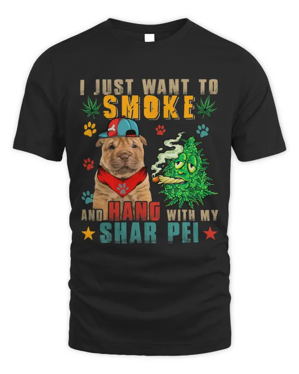 Vintage Smoke And Hang With My Shar Pei Funny Smoker Weed