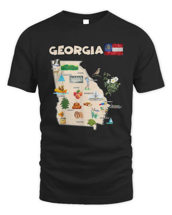 USA Georgia State Travel Map T-shirt