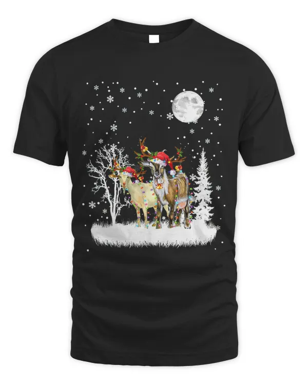 Funny Goat Under Moonlight Snow Christmas Pajama 316