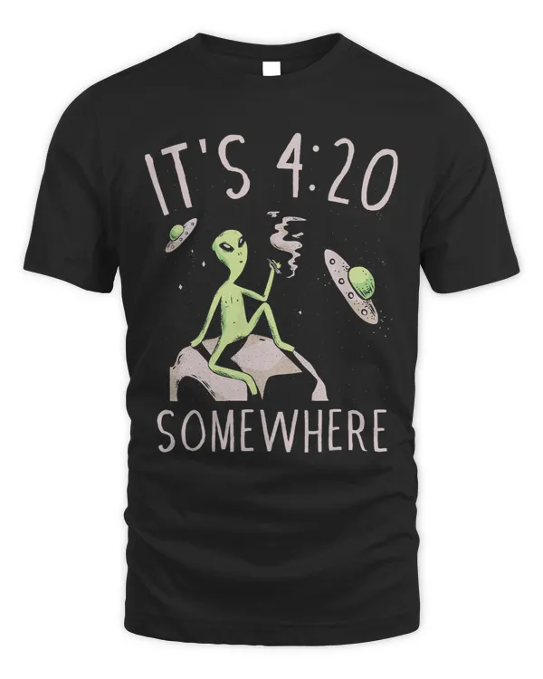 Funny Weed Joint Smoking Moon Alien Its 420 Somewhere