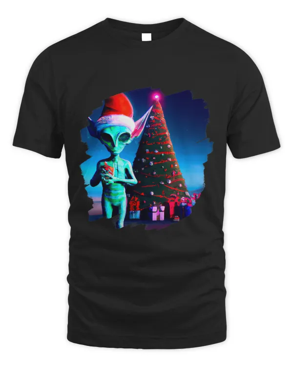 Aliens Wearing Santa Claus Hat Christmas Tree Aliens Space 21