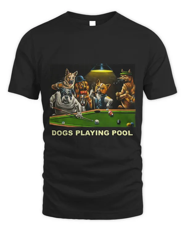 Dogs Playing Pool Art Work Puppies Snooker Pocket Billiards