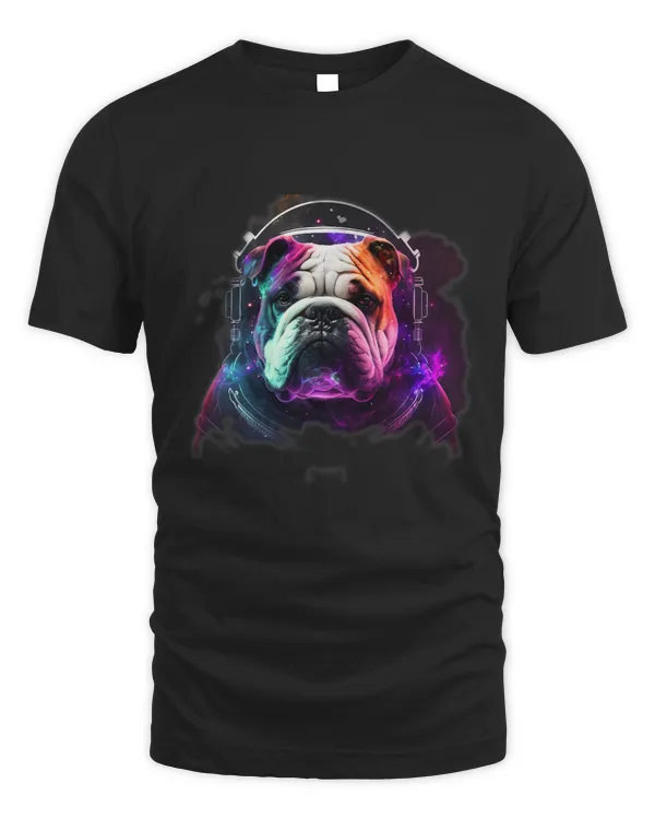 Bulldog Astronaut in Space Colorful Planetary Explorer Funny