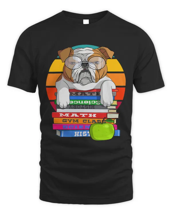 Funny Bulldog Back To School Book Worm Dog Lover Librarian