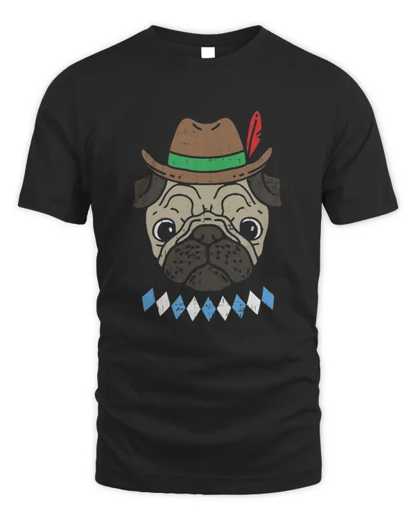 Funny Oktoberfest Shirt German Pug Lederhosen