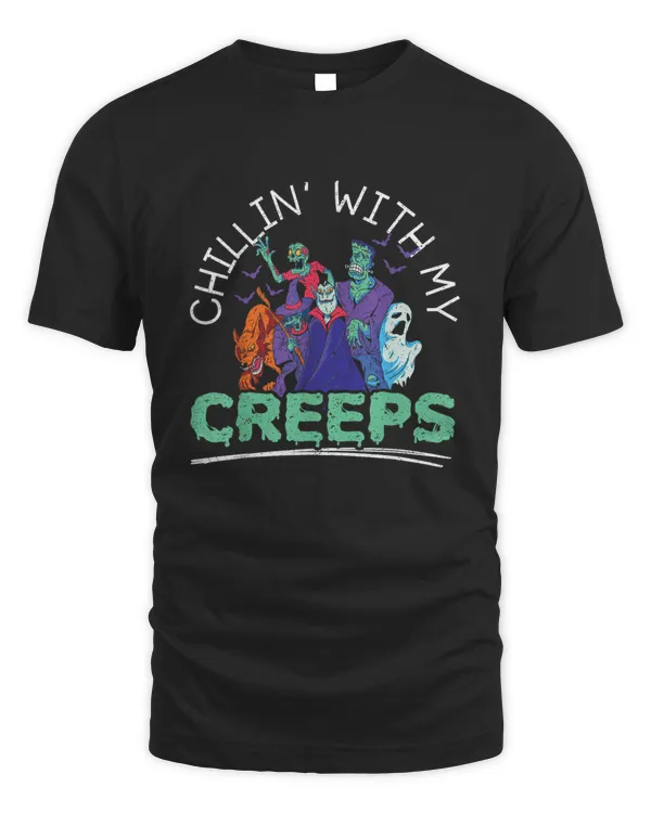 Chillin' With My Creeps Halloween Party Trick Or Treat Shirt