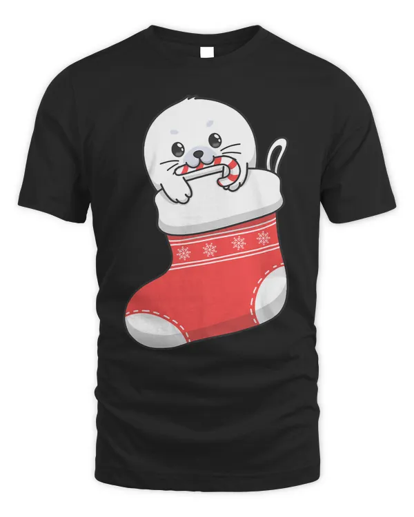 Seal Lover Adorable cute baby harp seal pup in Christmas stocking