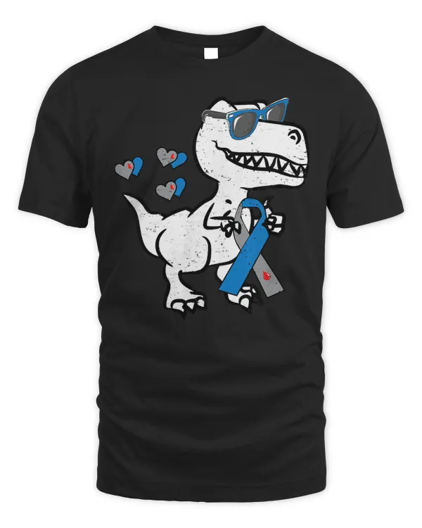 Diabetic Disease Kids Grey And Blue Ribbon TRex Kids 117