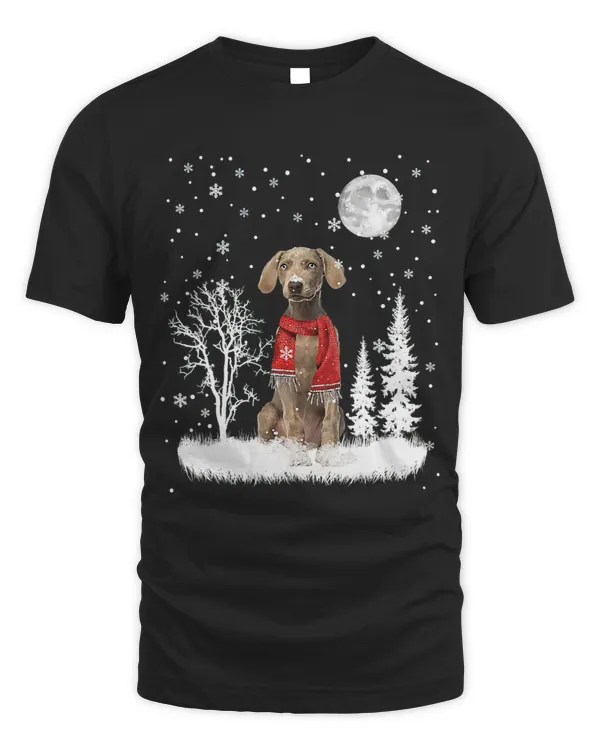 Weimaraner Under Moonlight Snow Christmas Pajama