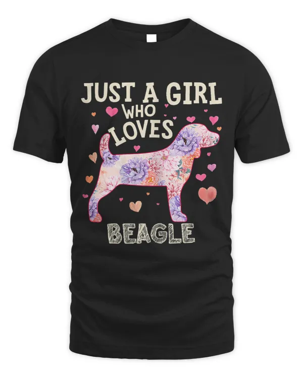 Womens Just A Girl Who Loves Beagle Dog Flower