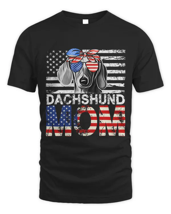 Womens Cool Dachshund Mom USA Flag Patriotic Mothers Day