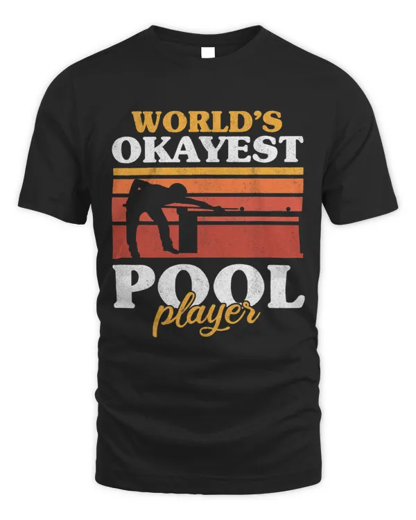 Mens Worlds Okayest Pool Player Snooker Retro Funny Billiards