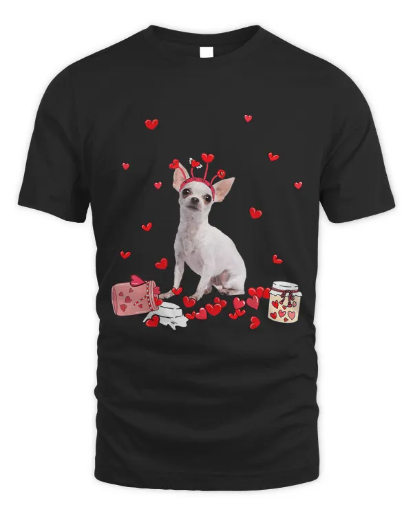 White Chihuahua With Heart Shape Valentine