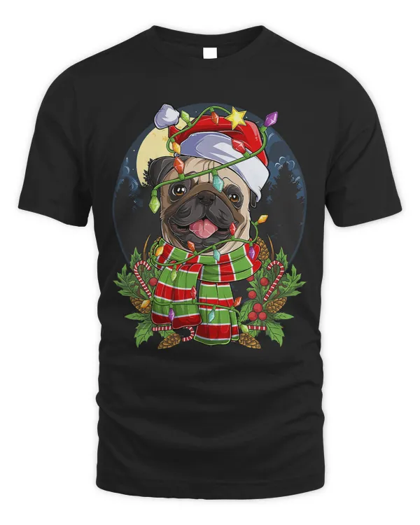 Xmas bulldog decorate the tree lights pine moon Christmas375