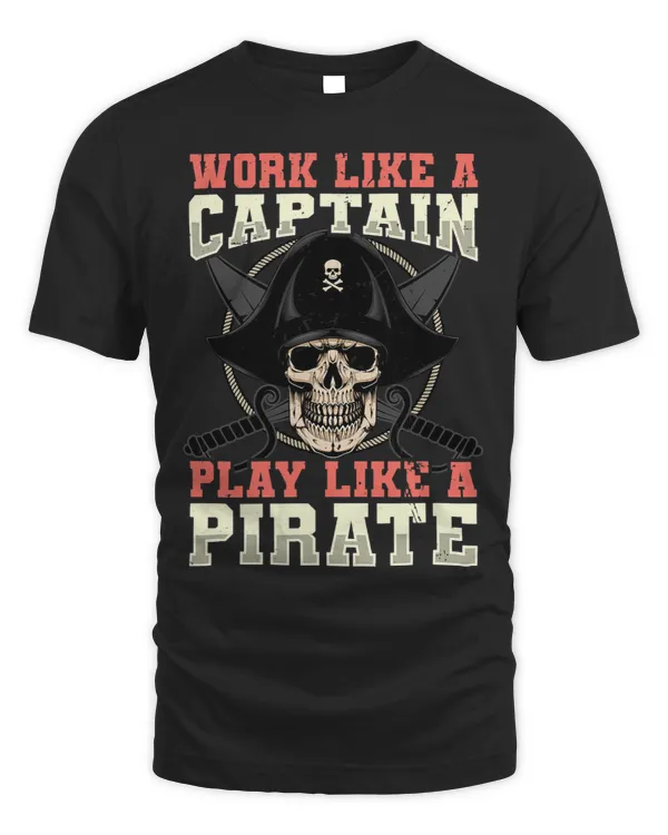 Work Like A Captain Play Like A Pirate Skull Anchor Boating