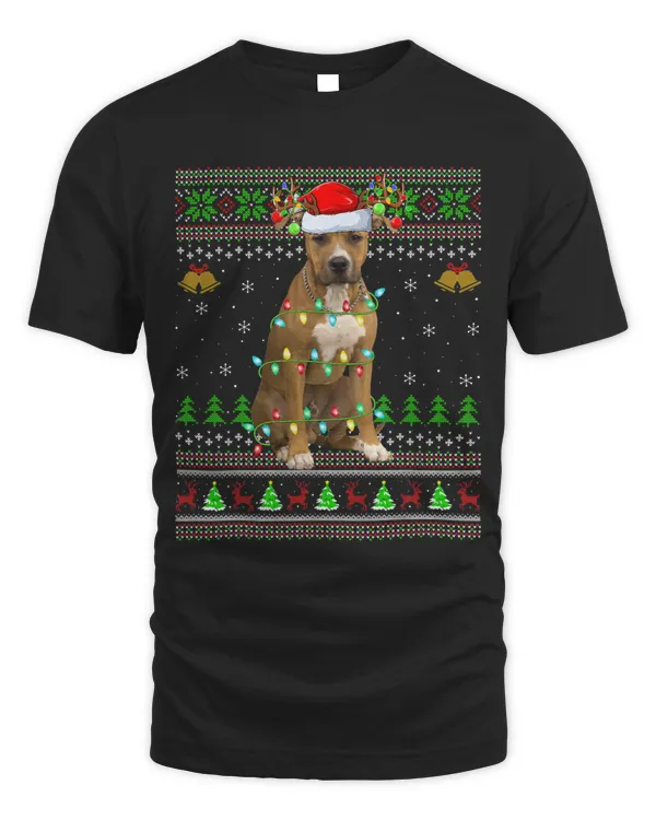 Xmas Santa Hat Staffordshire Bull Terrier Dog Ugly Christmas