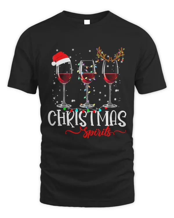 Funny Christmas Spirits Glasses Of Wine Xmas Holidays Party