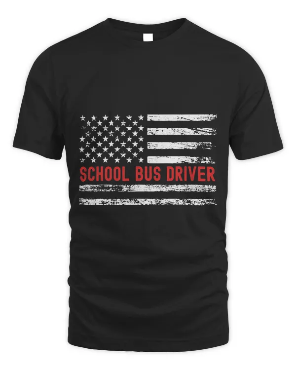 School Bus Driver USA Flag Profession Retro Job Title