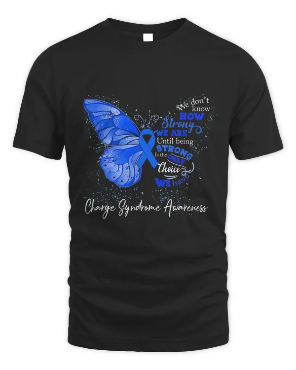 Charge Syndrome Warrior Womens Charge Syndrome Awareness Blue Ribbon Butterfly