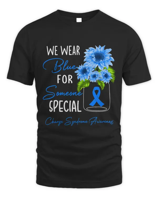 Charge Syndrome Warrior Womens Sunflower We Wear Blue Charge Syndrome Awareness