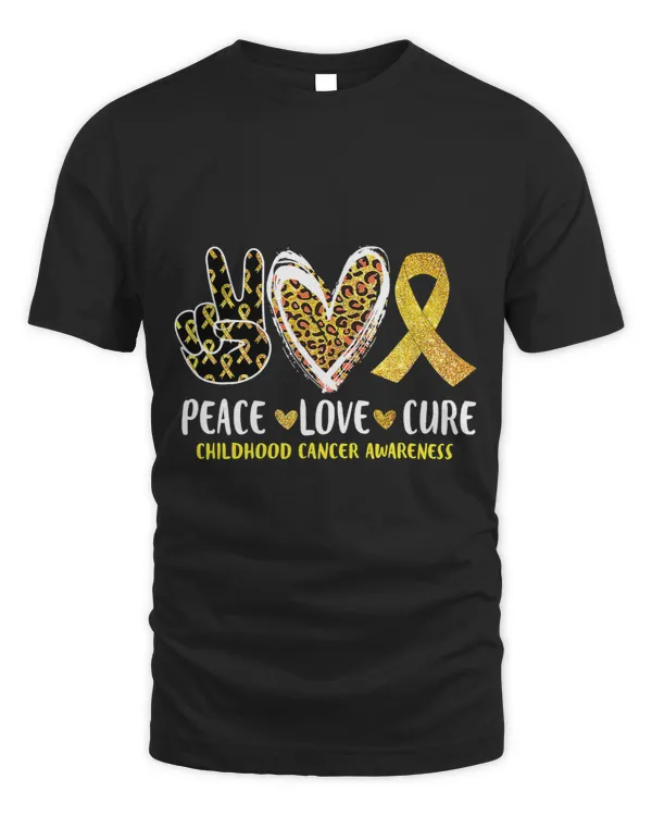 Childhood Ribbon Peace Love Cure Childhood Cancer Awareness Leopart Heart