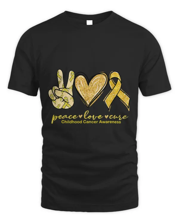 Childhood Ribbon Peace Love Cure Yellow Ribbon Childhood Cancer Awareness