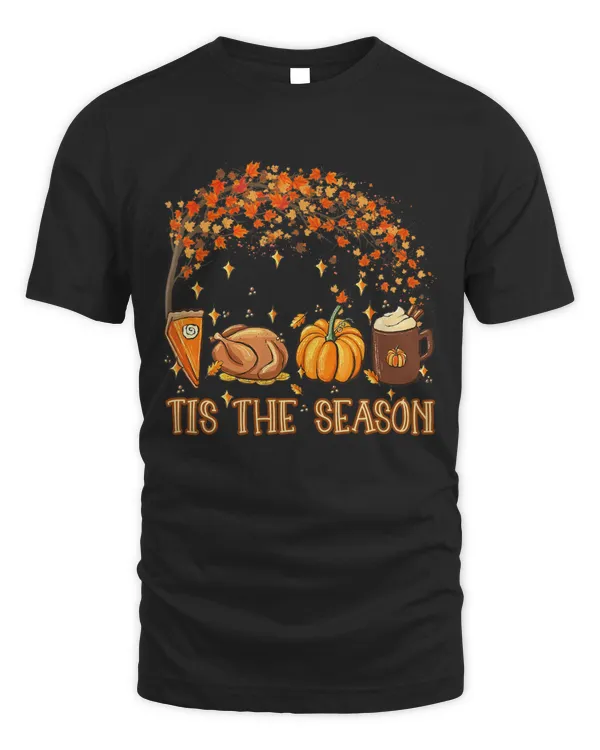 Tis The Season Pumpkin Leaf Latte Fall Thanksgiving