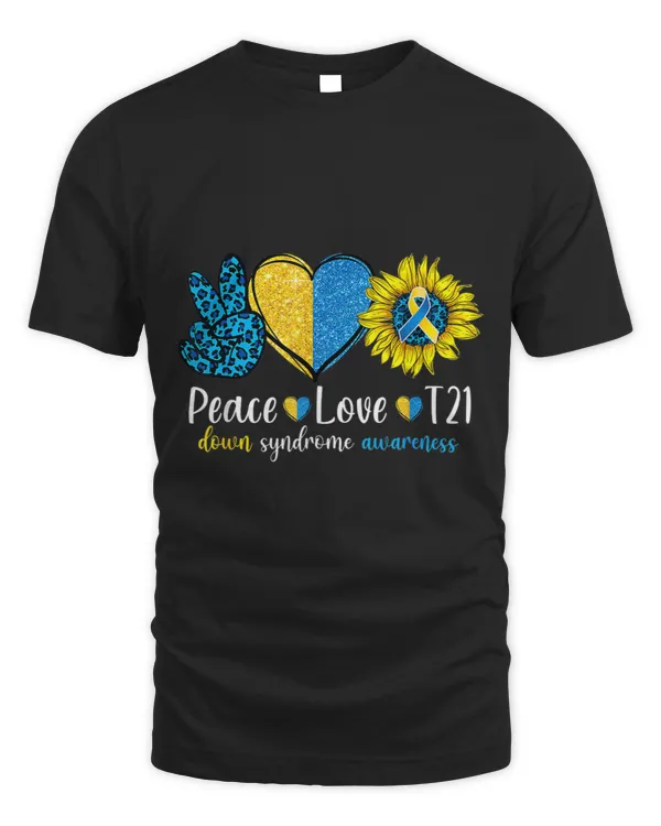 Down Syndrome Peace Love T21 Down Syndrome Awareness Heart Flower
