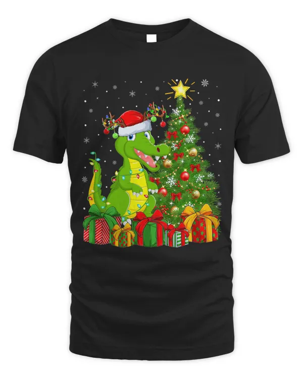 Crocodile Lover Xmas Holiday Santa Crocodile Christmas Tree 2