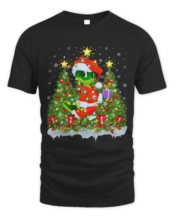 Crocodile Lover Xmas Lights Santa Crocodile Christmas Tree.png