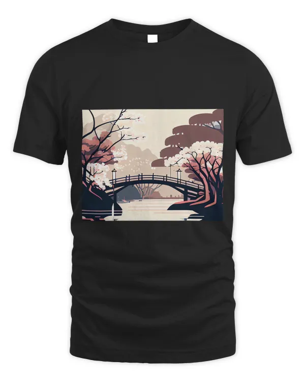 Cherry Blossom Magic Unique Japanese Bridge on Scenic River