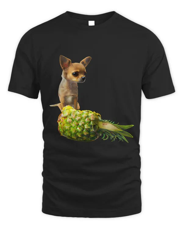Chihuahua Sniffing Pineapple