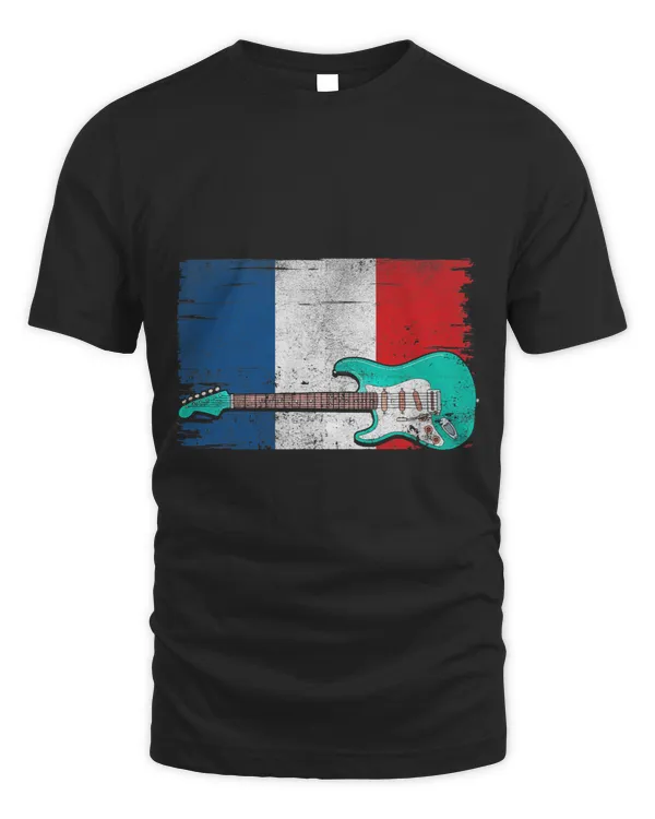 French Flag Vintage Guitar Retro Music Band Guitarist Stuff 1