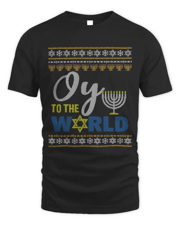 Oy To The World Funny Ugly Hanukkah Sweater Jewish Chanukah