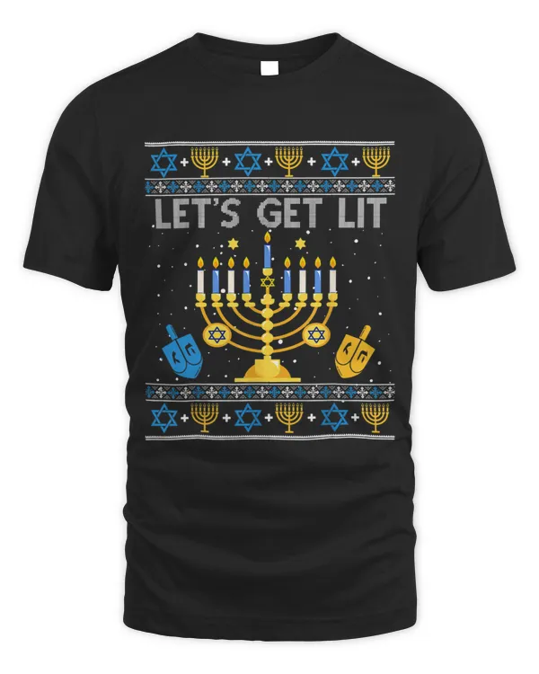 Lets Get Lit Chanukah Hanukkah Funny Christmas Ugly