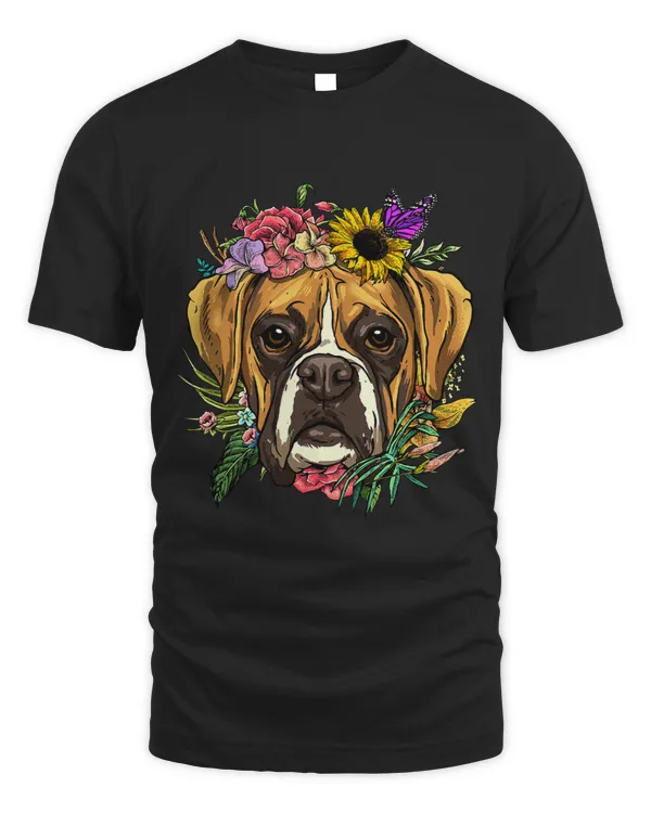 Floral Boxer Dog Botanical Plant Flower Pet Boxer Dog Lover