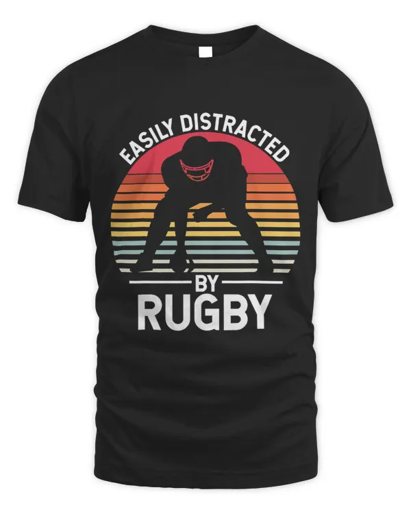 Easily distracted by Rugby Funny Retro Player Coach