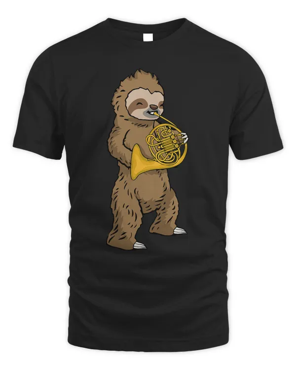 French Horn Player Kids Sloth Big Band Music French Horn