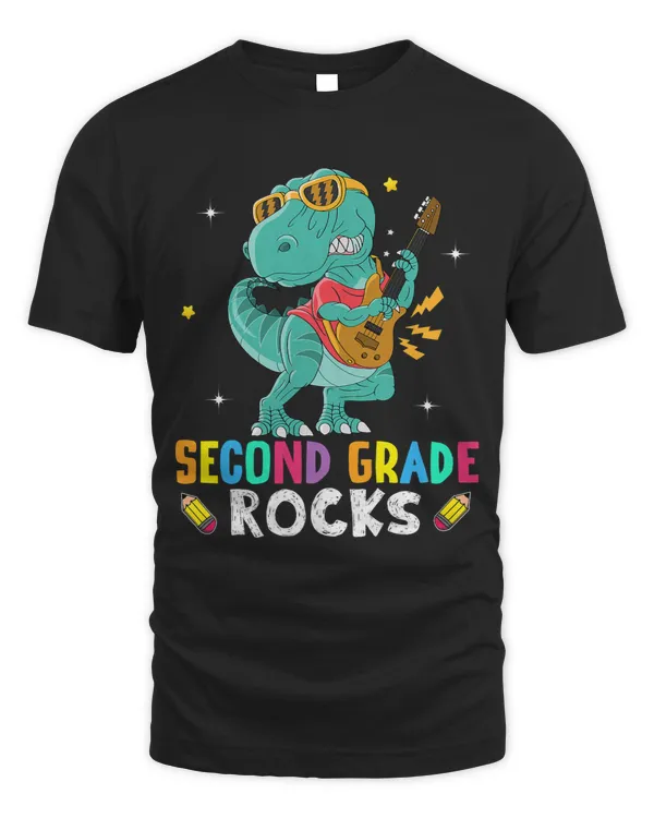 Second Grade Rocks Back To School T Rex Kid Boy Girl Teacher