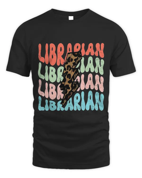 Librarian Job Retro Leopard Lightning Librarian Matching Men Women Funny