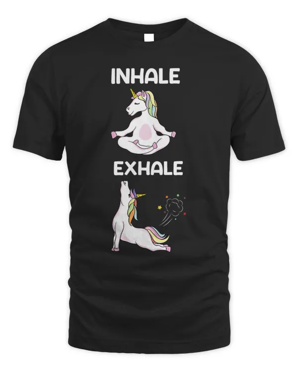 Yoga Shirt Inhale Exhale Unicorn Funny