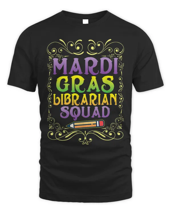 Librarian Job Vintage Pencil Happy Mardi Gras Day Librarian Squad Students