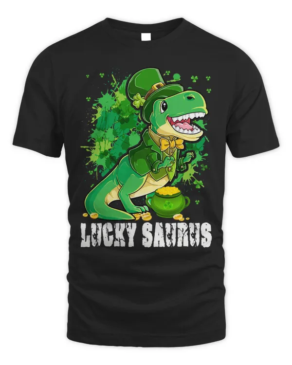 St Patricks Day Luckysaurus T Rex Dino Shamrock Men Boys Kid
