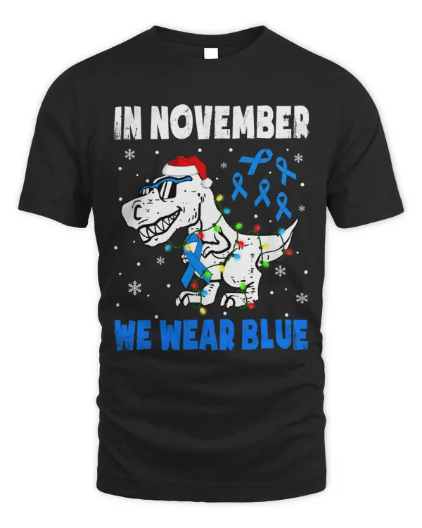 In November We Blue Diabetes Awareness Dinosaur Santa Hat