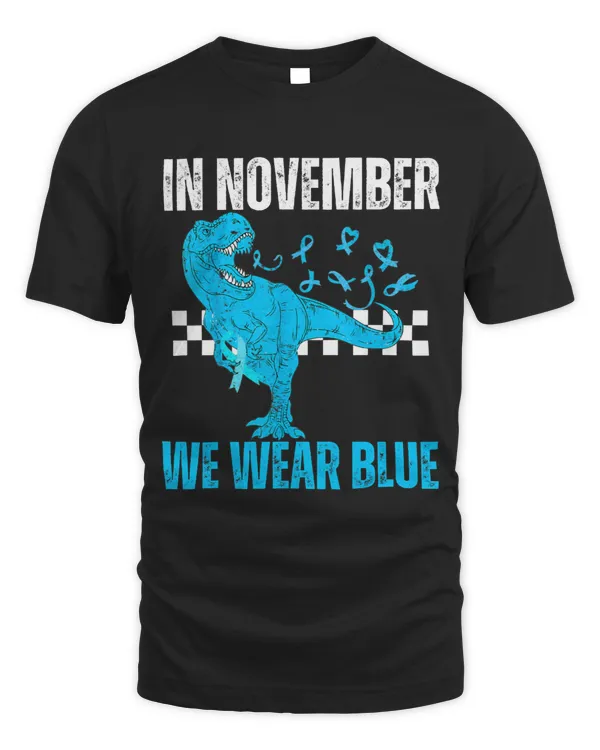 In November We Wear Blue Diabetes T Rex Dinosaur