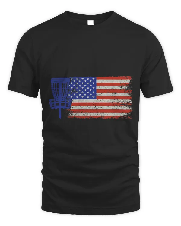 Discgolf Disc Golf American Flag Shirt Distressed USA Disc Golfer